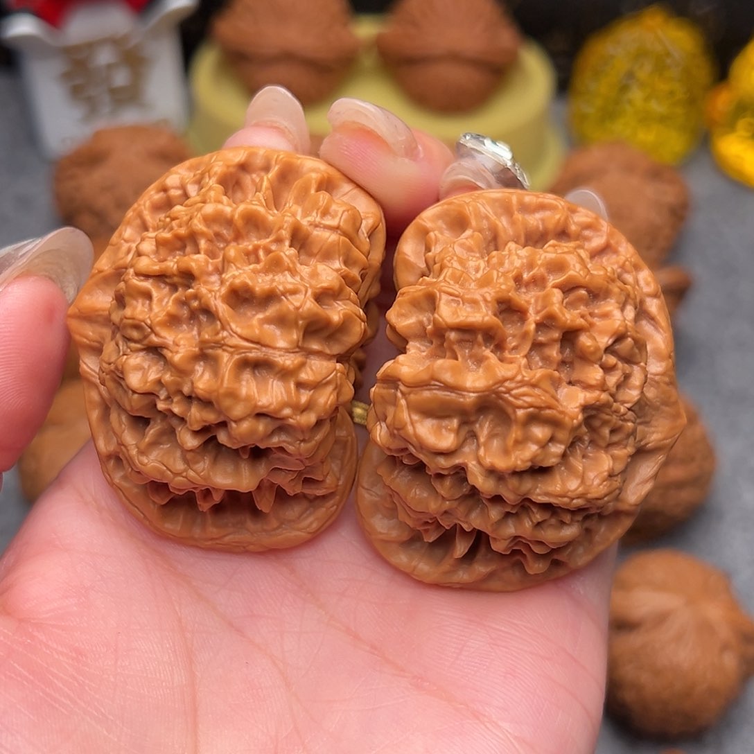 把件文玩核桃毕业精品精配麒麟纹官帽51全品