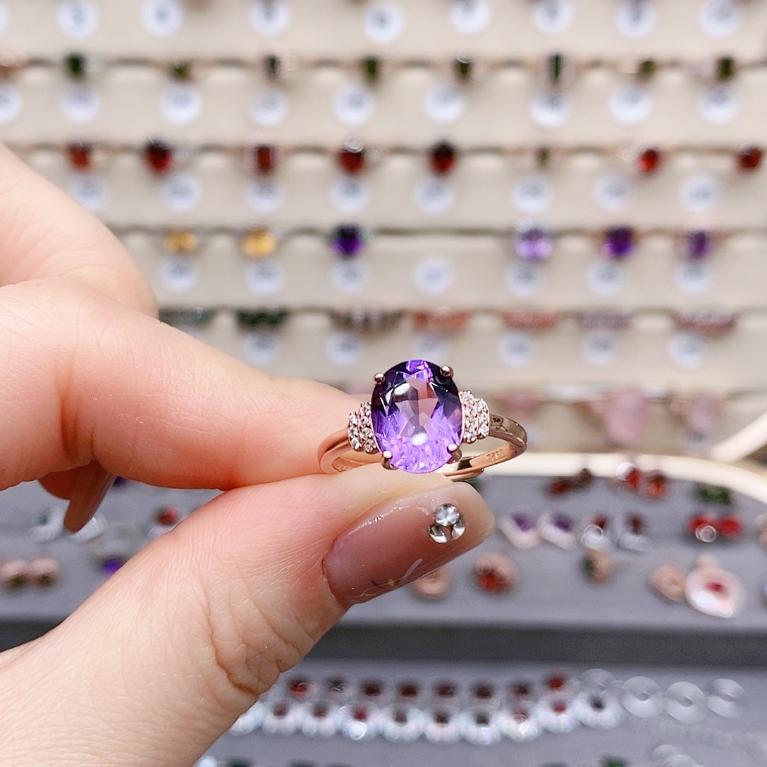 水晶戒指银S925镶嵌戒指