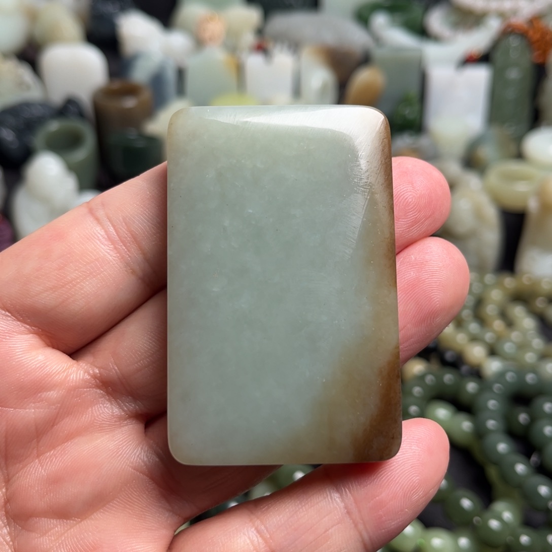 和田玉（青白玉）未镶嵌吊坠(不含链)和田玉平安无事牌