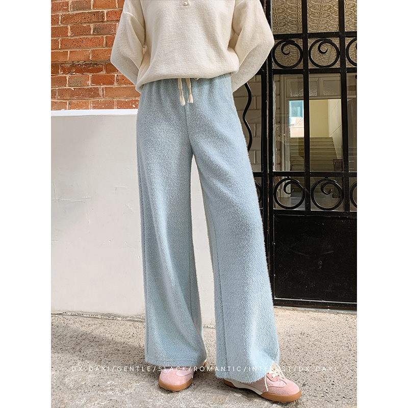 代大喜【天空之城】纯色简约百搭垂感宽松高腰阔腿裤2025新款休闲裤