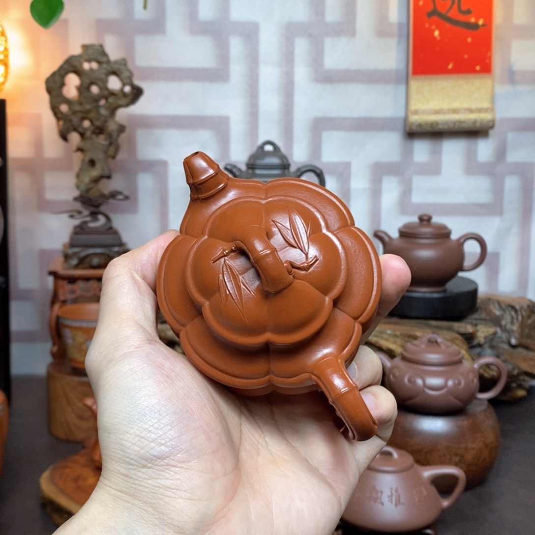 紫砂茶具老料朱泥海棠竹