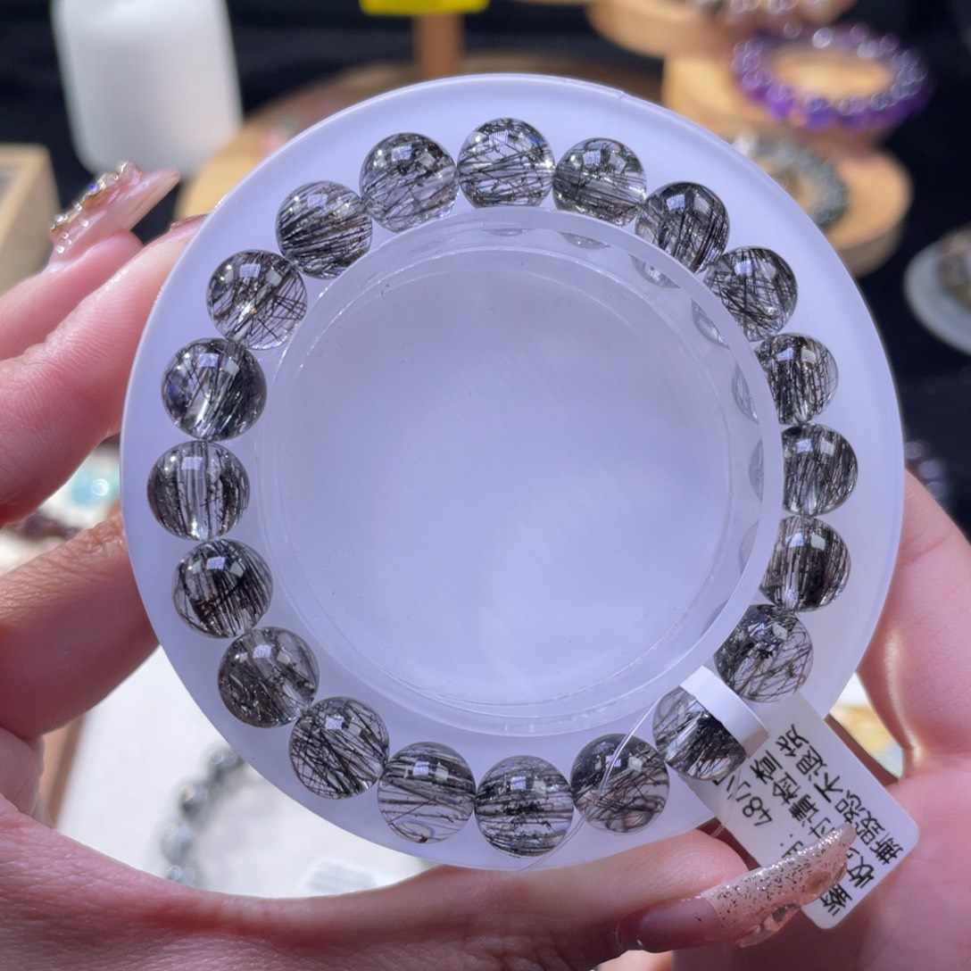 水晶手串未镶嵌黑发晶