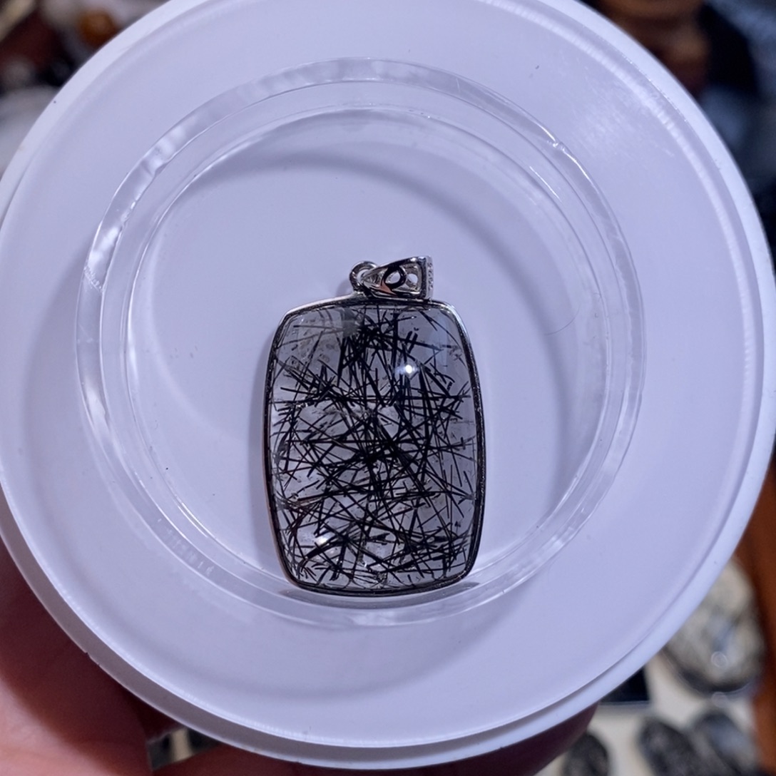 手链未镶嵌水晶黑发晶全透体满发蕾丝吊坠31×21×9