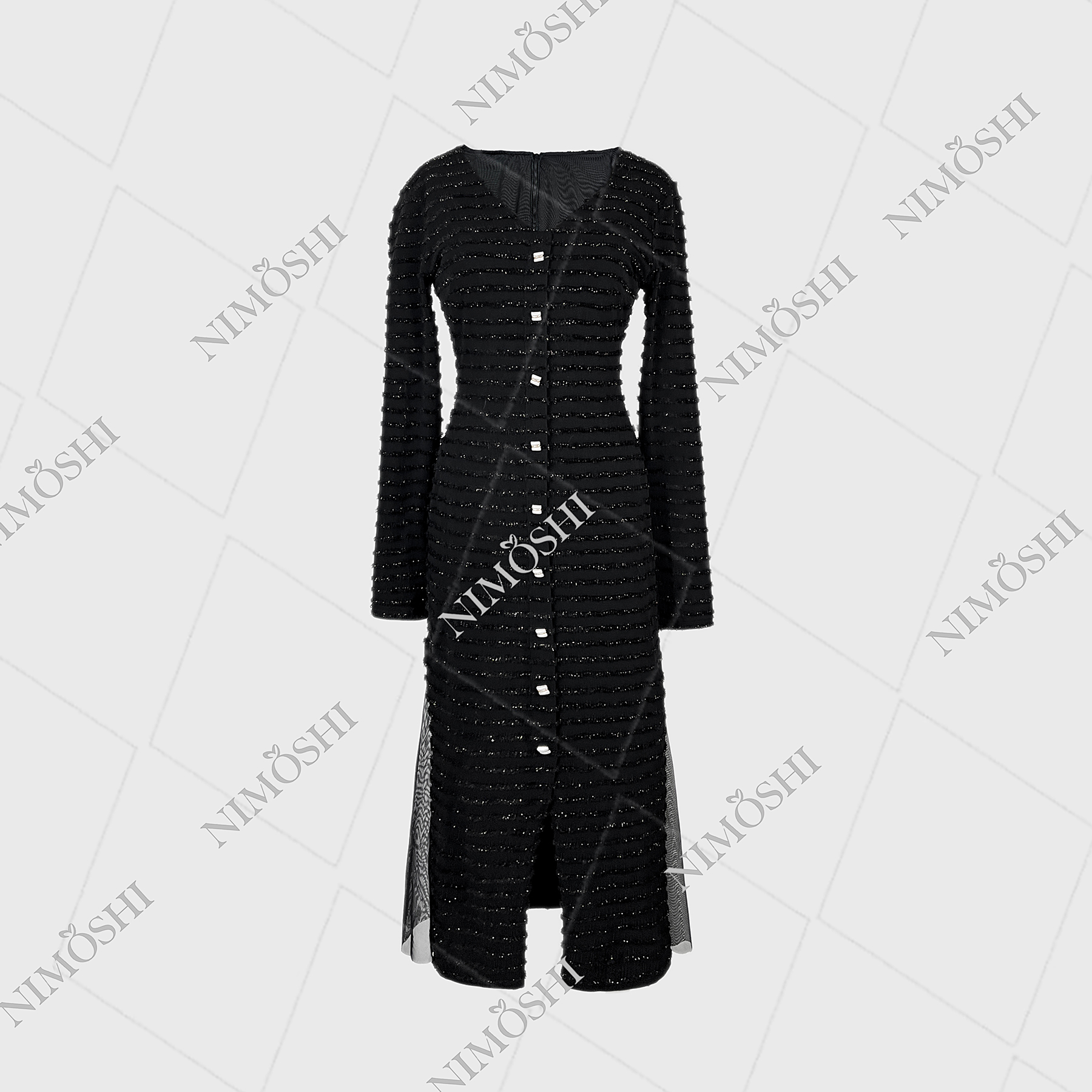 【娴儿专属】法式气质时髦洋气包臀开叉弹力长裙小黑裙Q1070