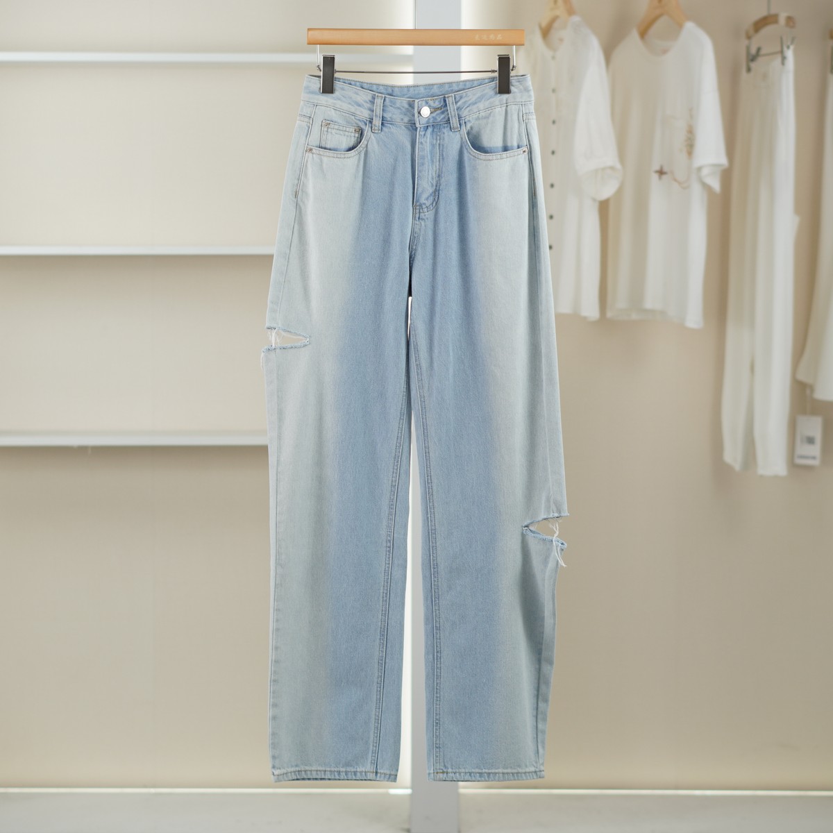 麦迪尚品【文M】51216166 设计感侧边破口牛仔裤夏季女专柜撤柜