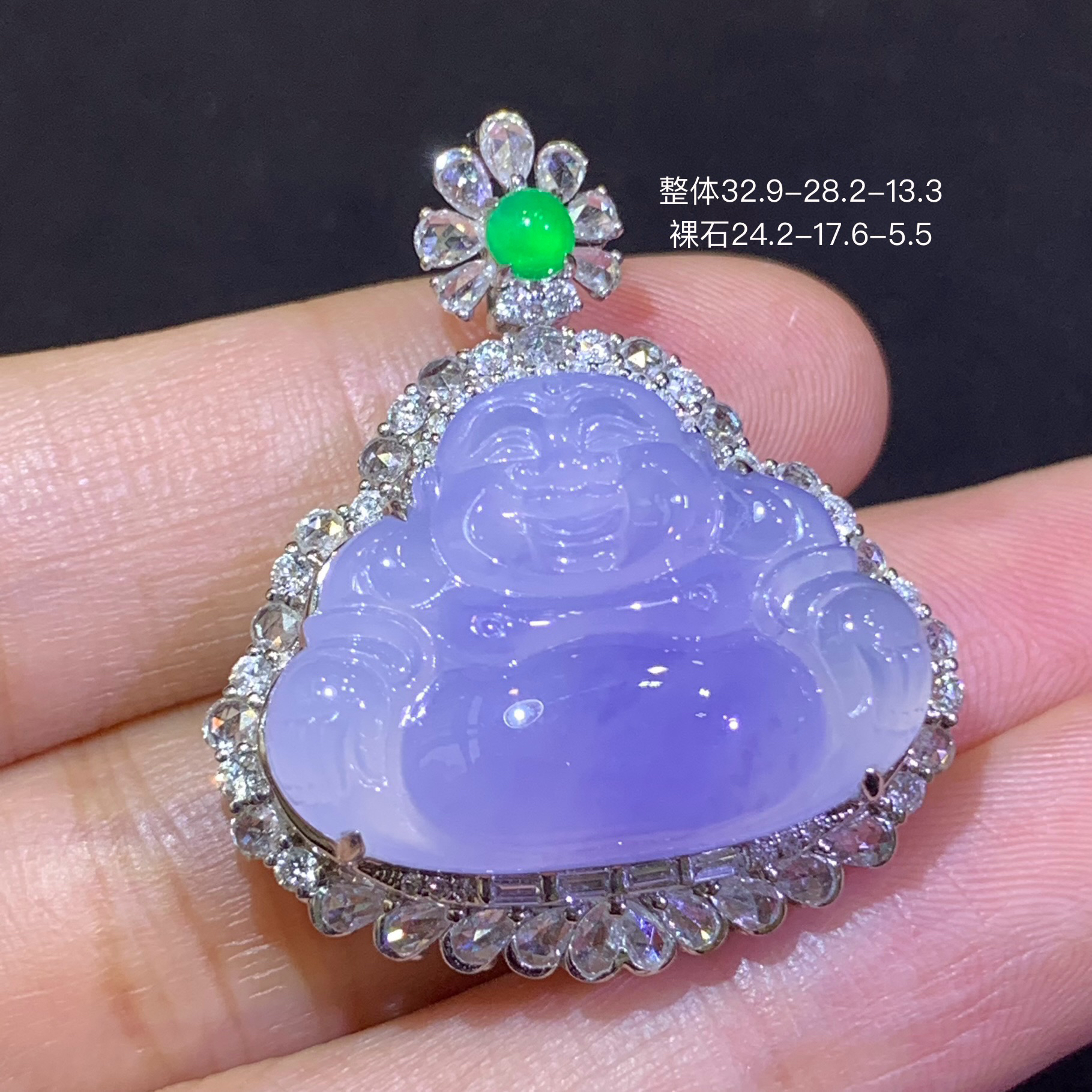 天然翡翠满紫佛公吊坠