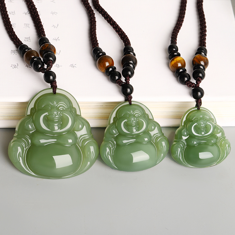 和田玉双面雕刻笑佛佛公颈饰纯天然保真正品新款精品爆款挂件吊坠