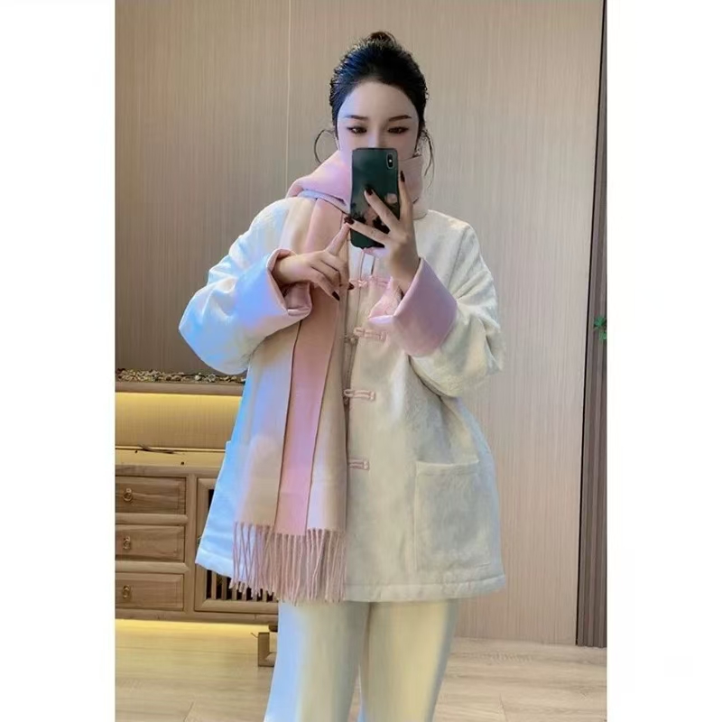 冬季新中式大码宽松国风薄棉外套适合胖妹妹穿着