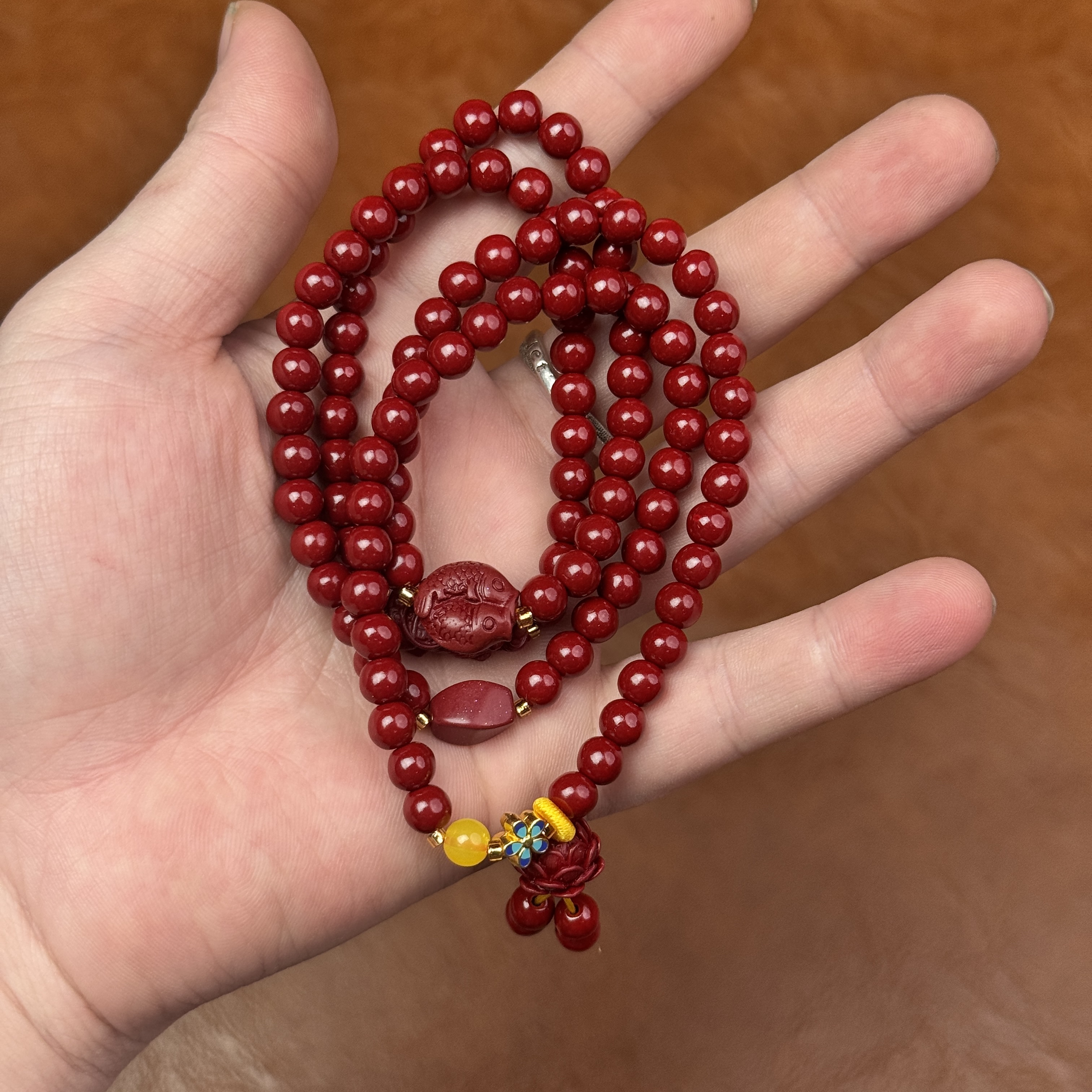 天然辰砂精品朱砂手串（无礼盒）K290