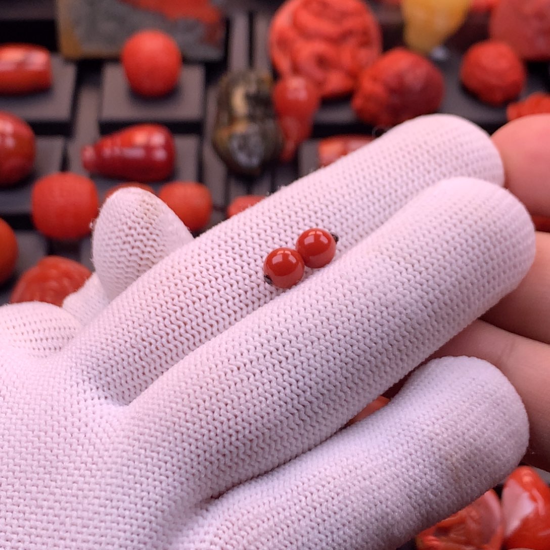 南红玛瑙未镶嵌川料原矿满色满肉圆珠对珠6mm