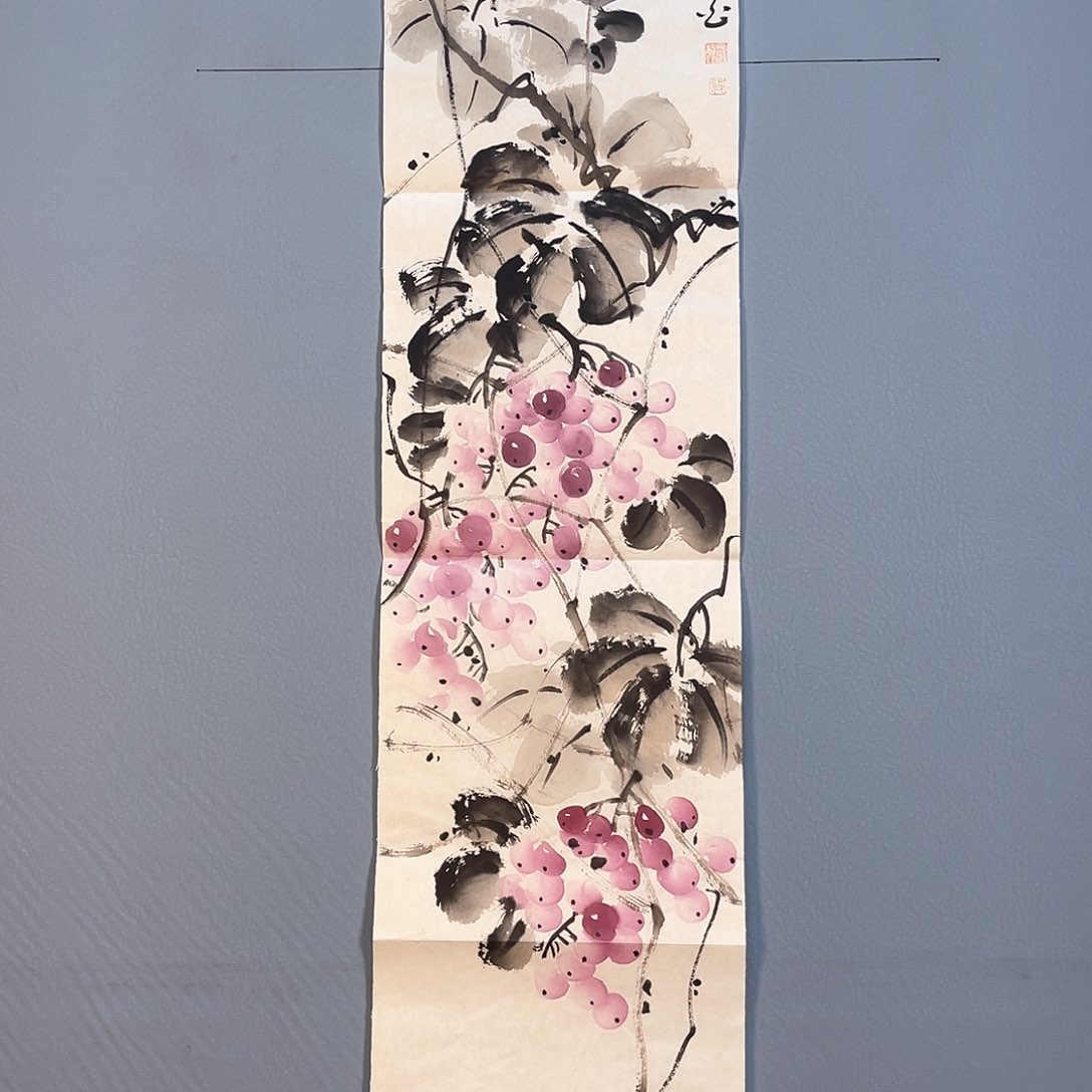 国画384 花红艳绿色如玉色