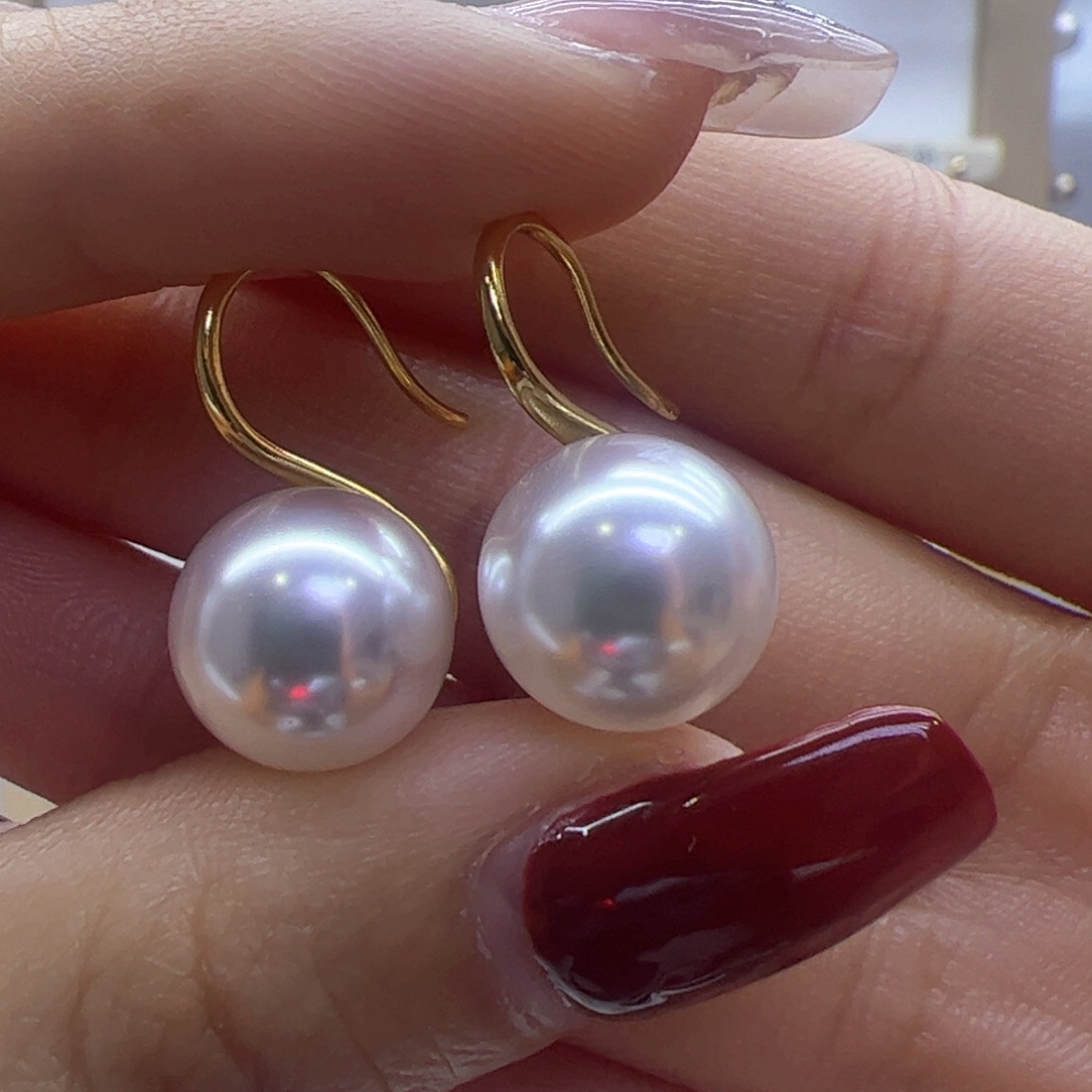 淡水珍珠耳饰18K金镶嵌