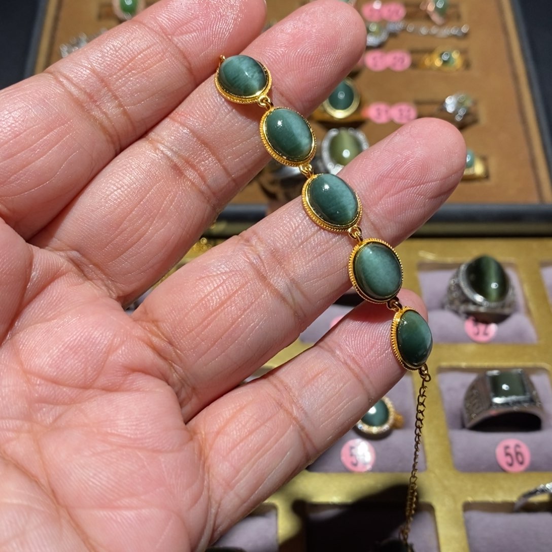 和田玉（碧玉）手链银S925镶嵌易*建