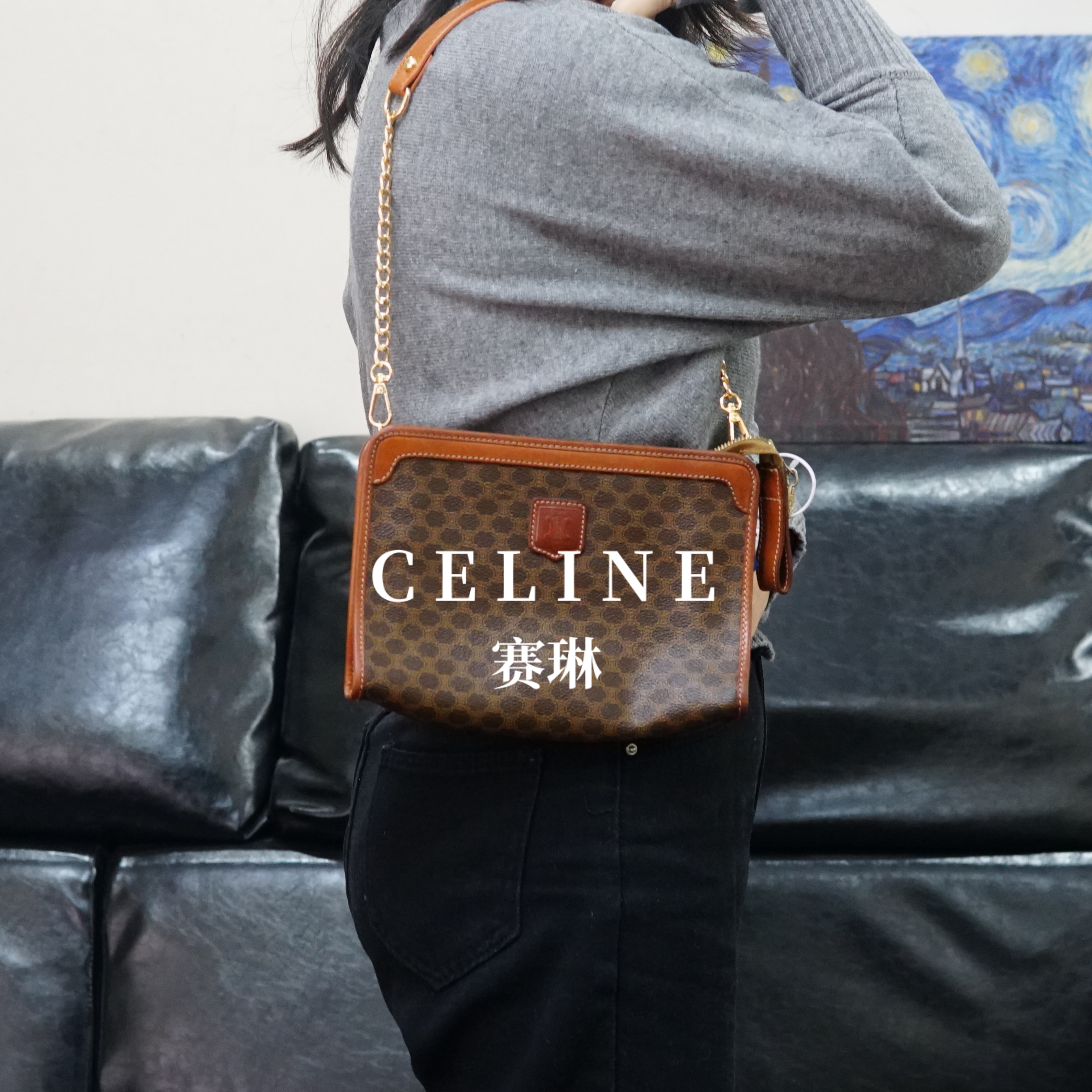 95新 Celine/思琳 老花单肩包/JJ01419104/9104