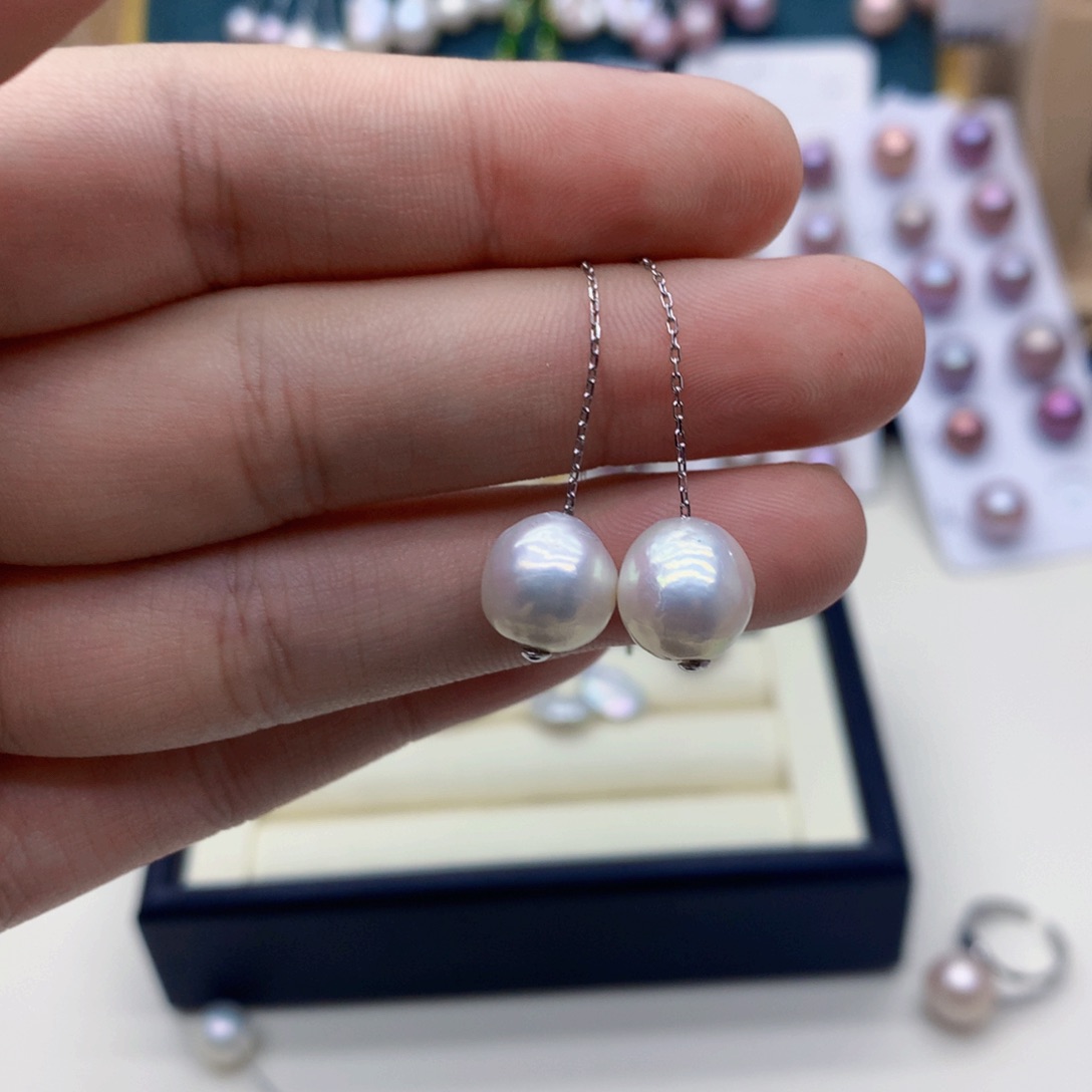 淡水珍珠耳饰银S925镶嵌