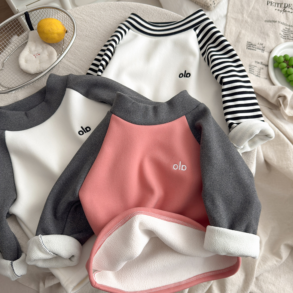 【480克加厚福利】儿童秋冬绒衫男女宝加绒上衣内搭加厚半高领卫衣