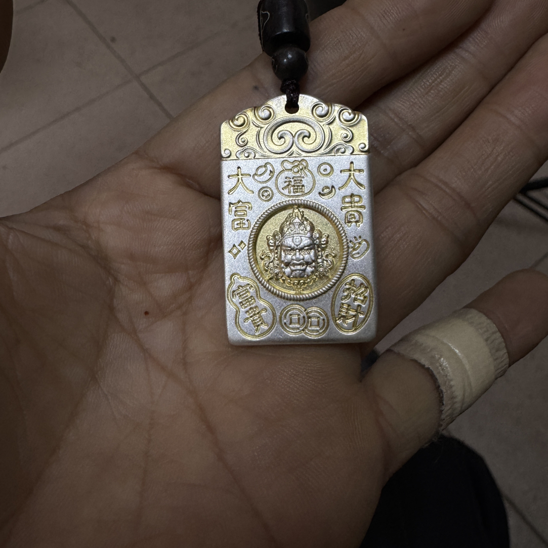 吊坠足银 复古民族999足银风描金百福无事牌银色吊坠男女款百福