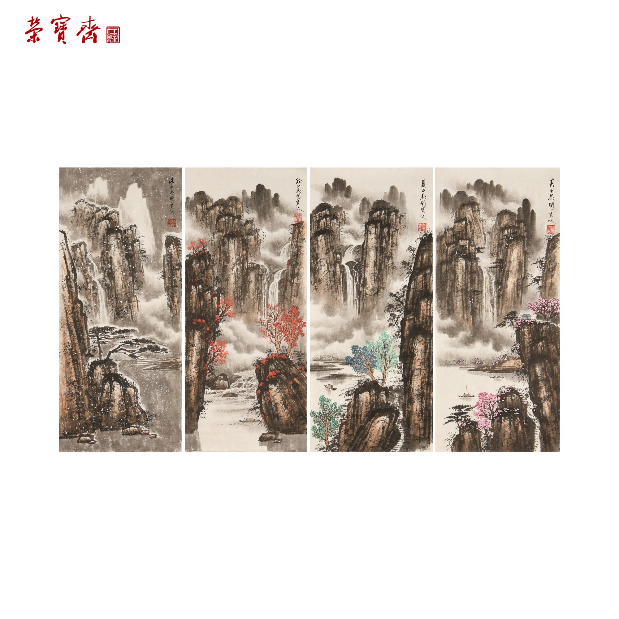 -24（g98561）《春夏秋冬》书画 纸本已托 69×30cm×4