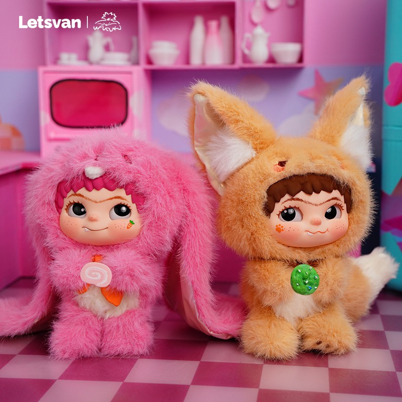 【平拆】WAKUKU 二代狐狐兔兔捣蛋日记系列摆件盲盒礼物搪胶毛绒