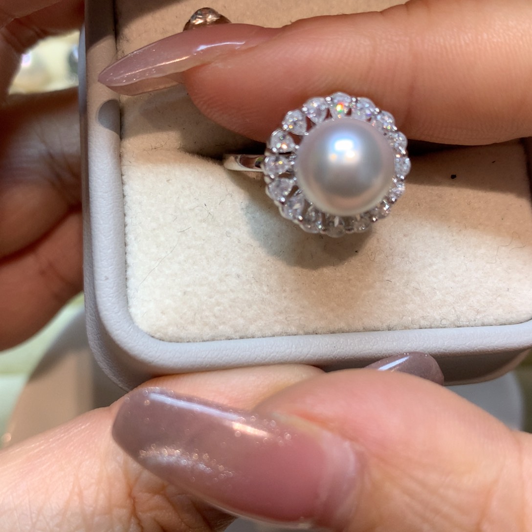 海水珍珠戒指银S925镶嵌