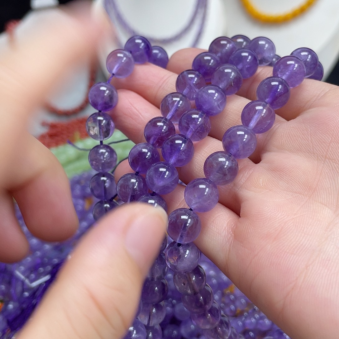 未镶嵌半成品玛瑙/玉髓薰衣草紫水晶10m散珠