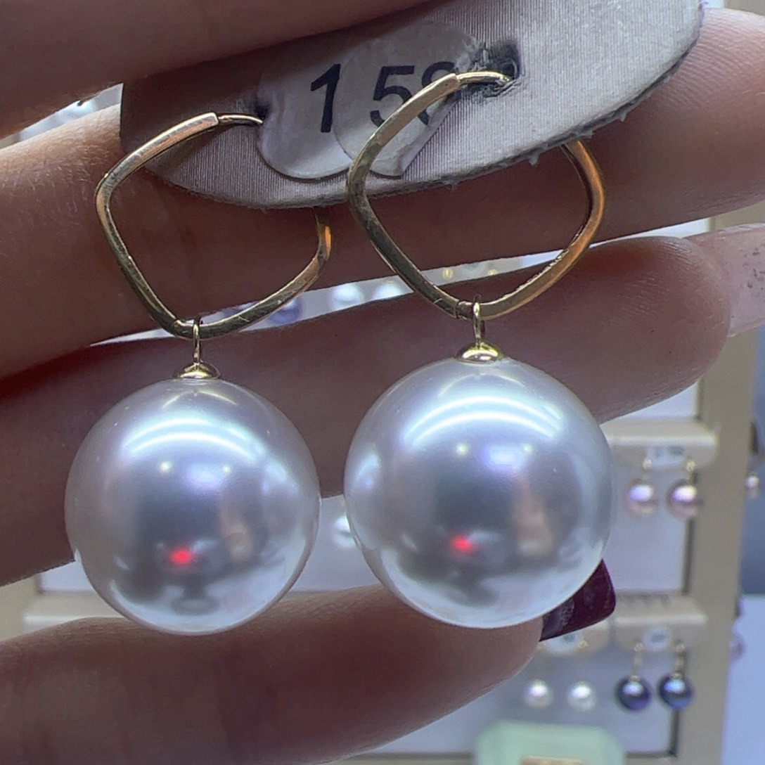 淡水珍珠耳饰18K金镶嵌
