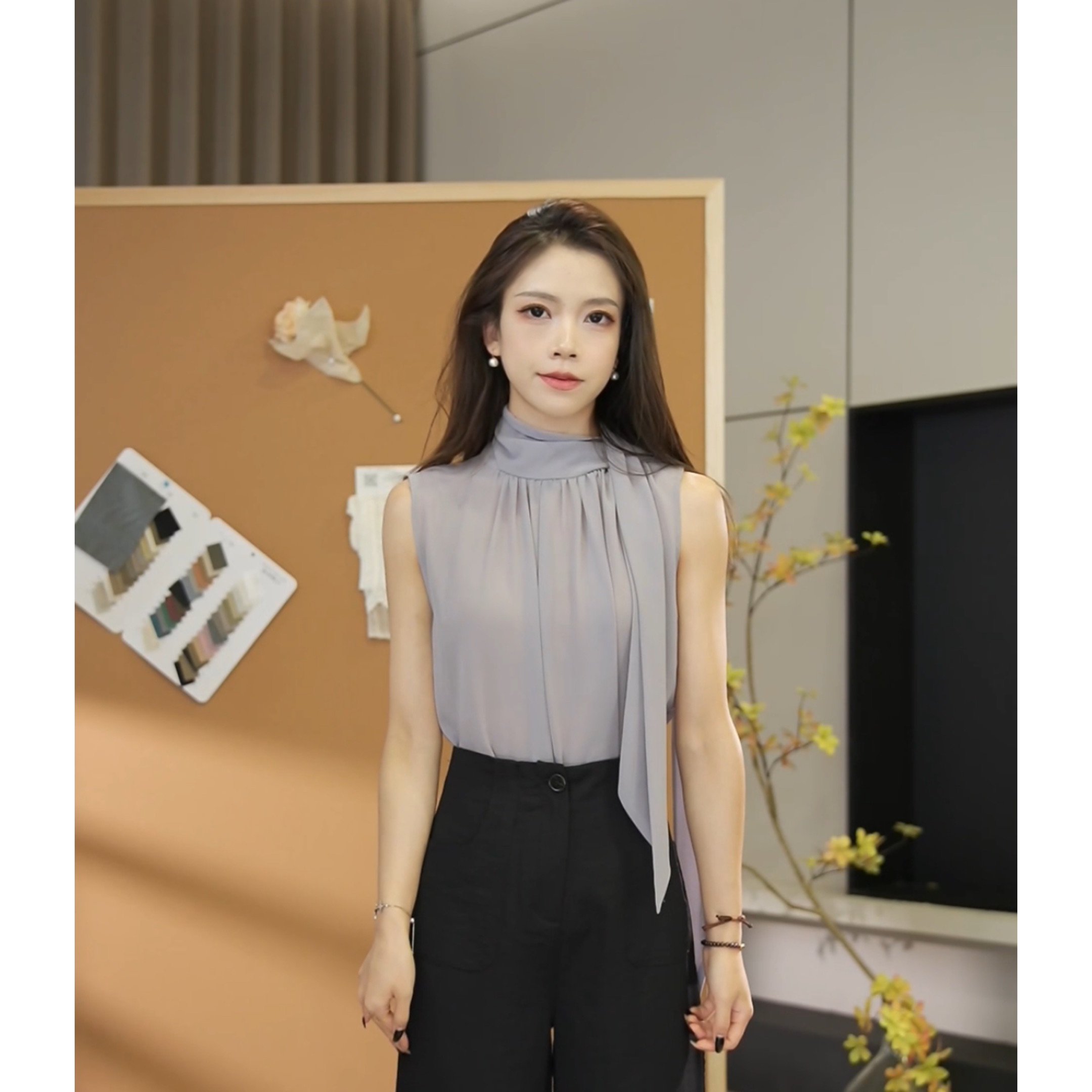【现货】夏季新款显瘦气质时尚百搭无袖设计感法式上衣-8363