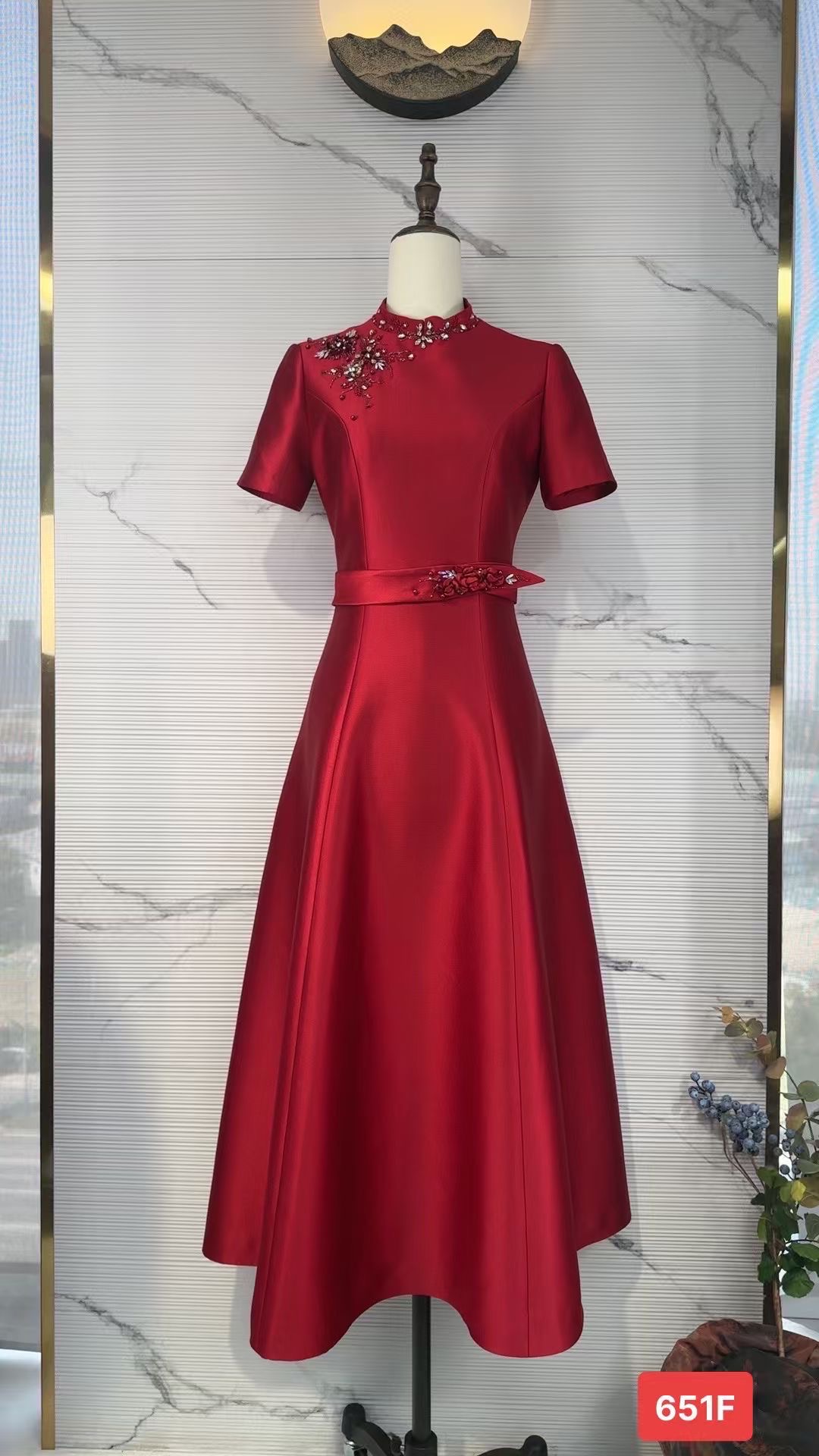 651F立领新中式礼服设计师婚宴婚礼服