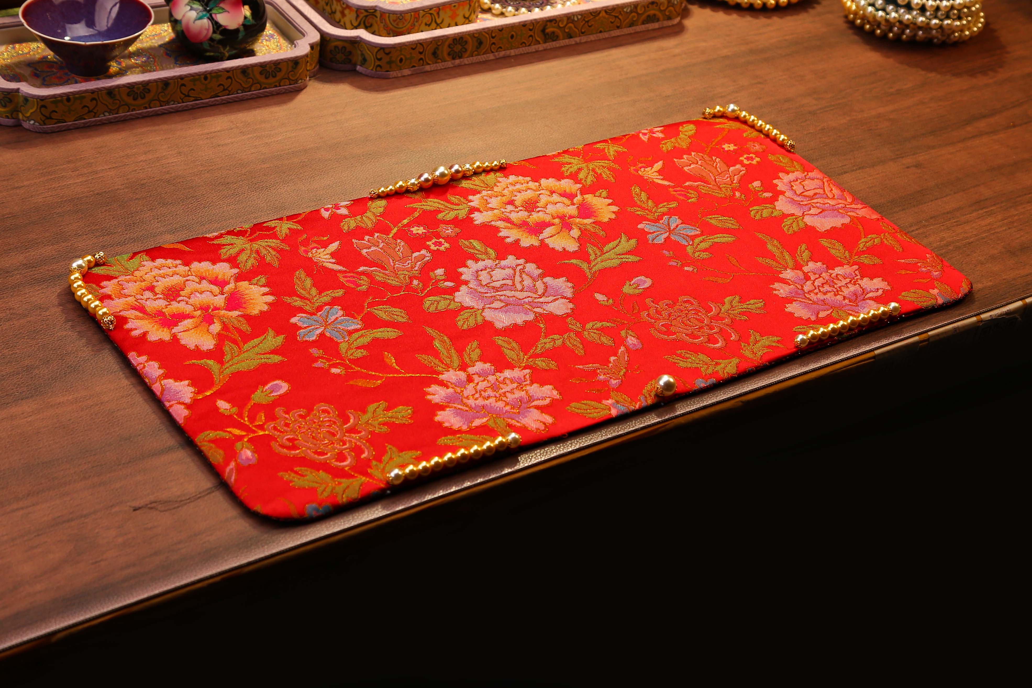 CX1073 大程造物 原创手工缝珠款 织锦缎 高档轻奢中国风茶席