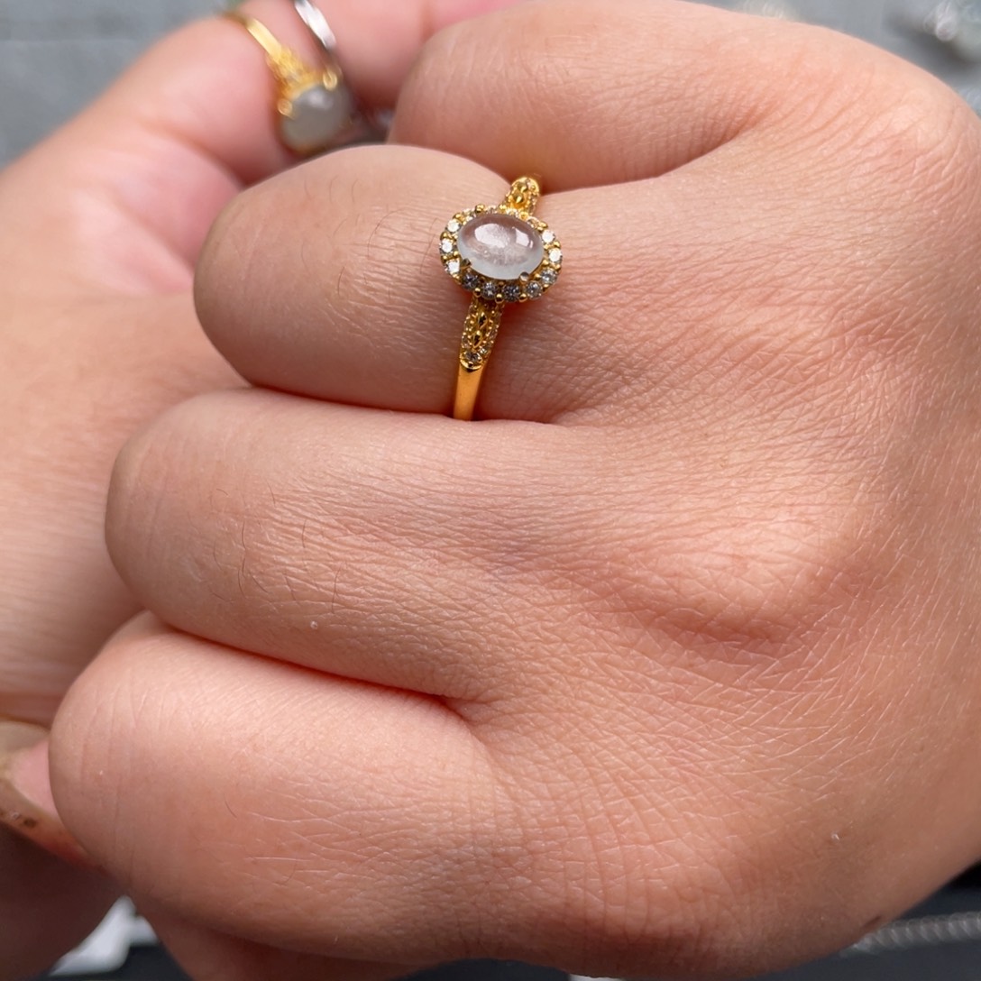 翡翠戒指银S925镶嵌戒指