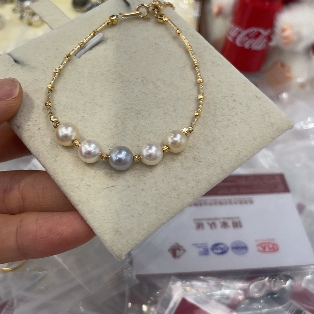 手绳银S925镶嵌海水珍珠
