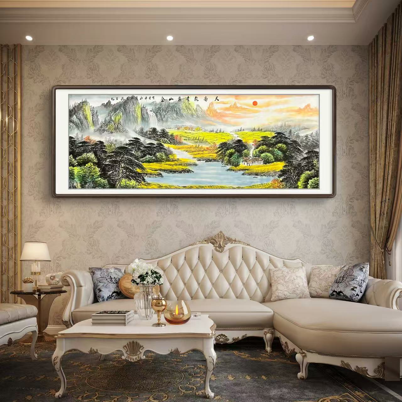 天高气爽万山金手绘国画山水画客厅办公室满地金黄大幅挂画作品