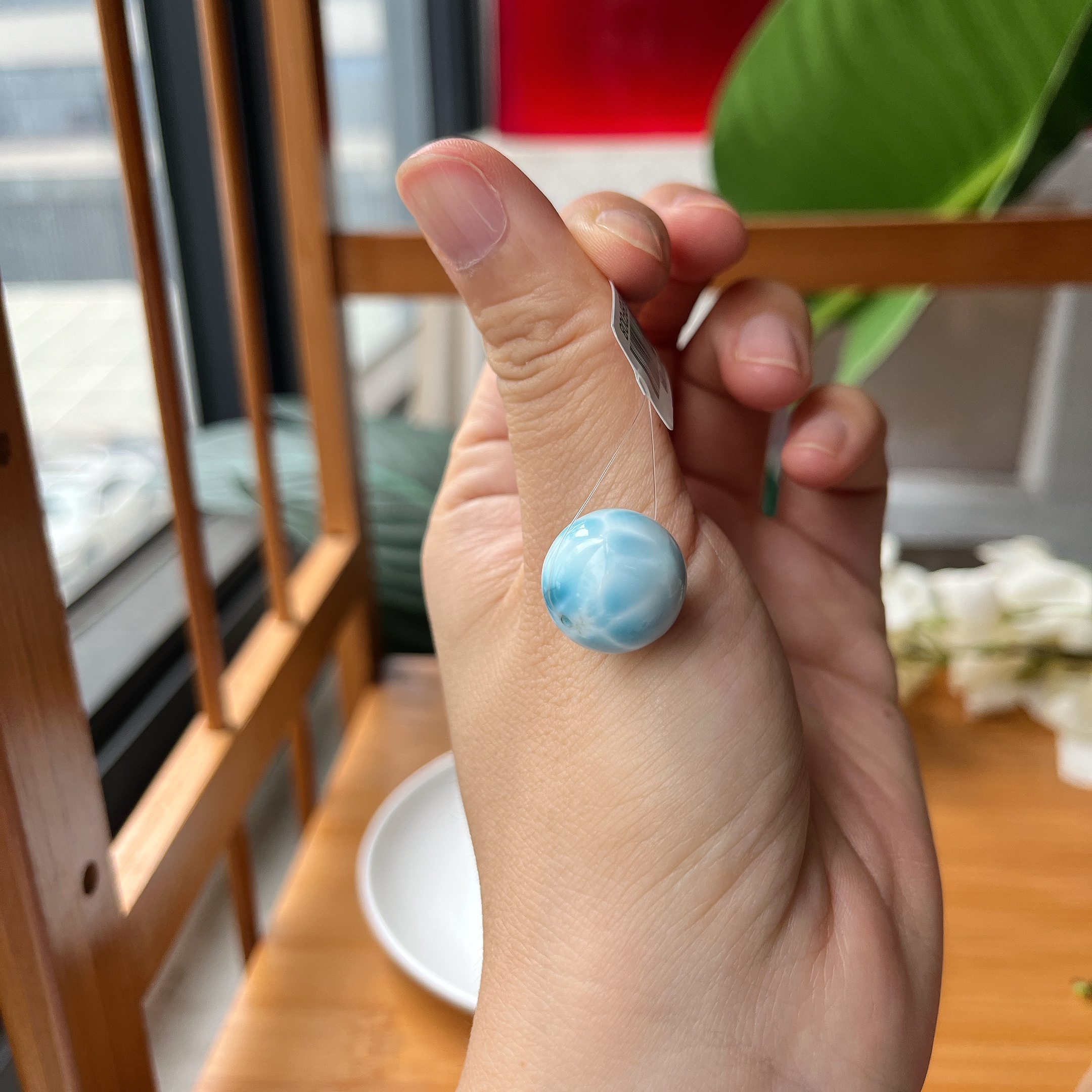 【郭老师】约16mm高品质海纹石单珠DIY配件吊坠