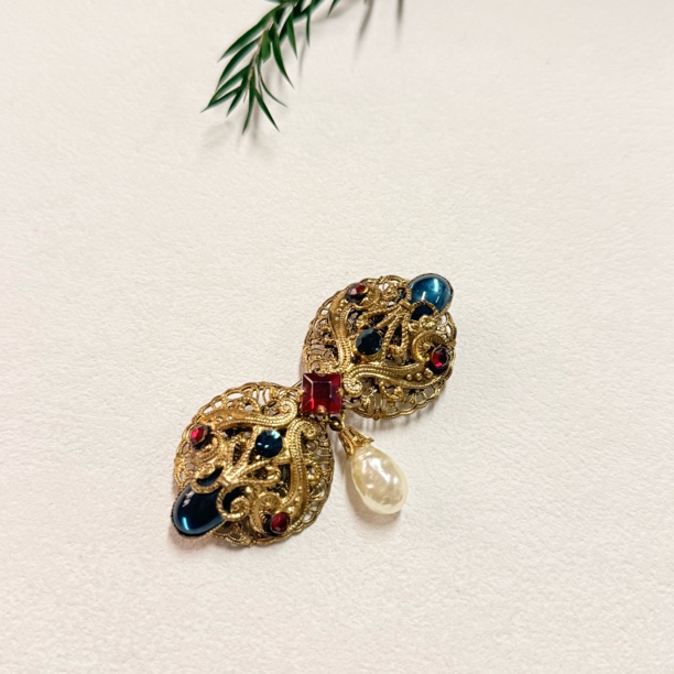 铜合金仿珍珠胸针 【六六中古】孤品复古胸针ad865