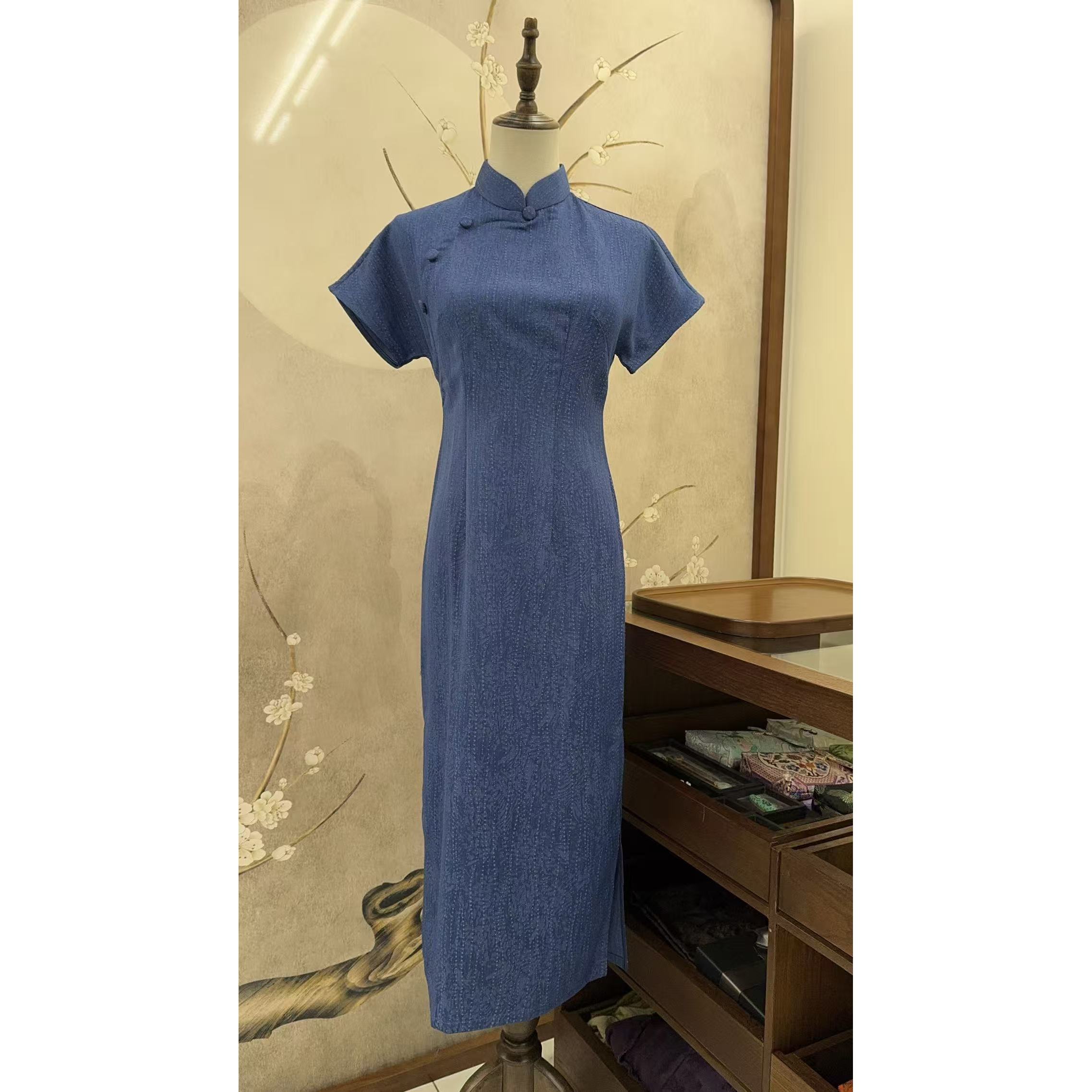 【A056】2025复古文艺减龄修身显白日常款旗袍116CM