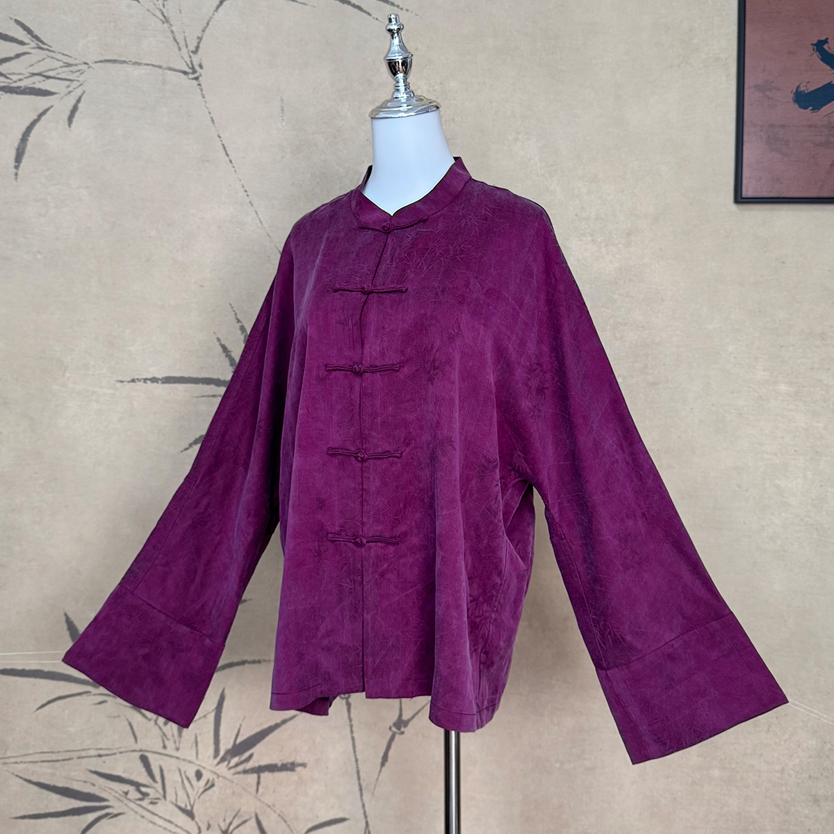 【卷卷新中式】上久楷“明轩照影”香云纱立领手工扣高配国风外套上衣