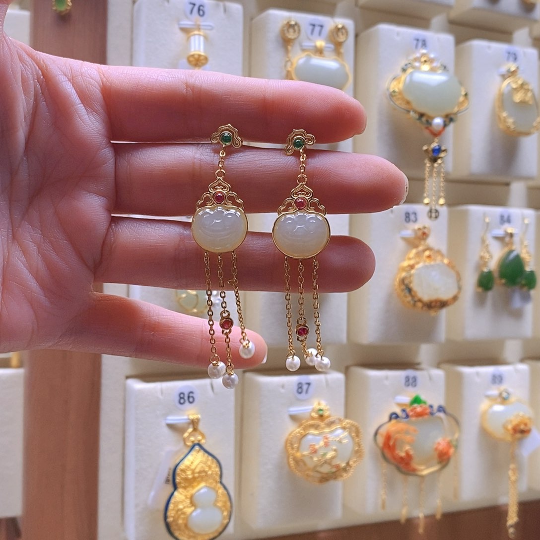 和田玉颈饰银S925镶嵌