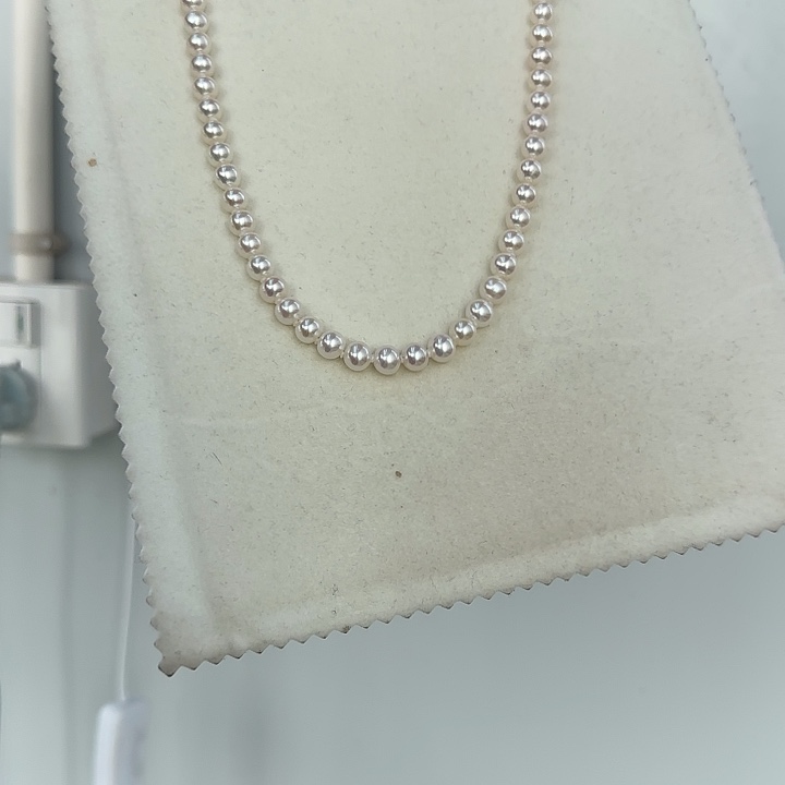 淡水珍珠颈饰银S925镶嵌7-8无核极光镜面炫彩粉