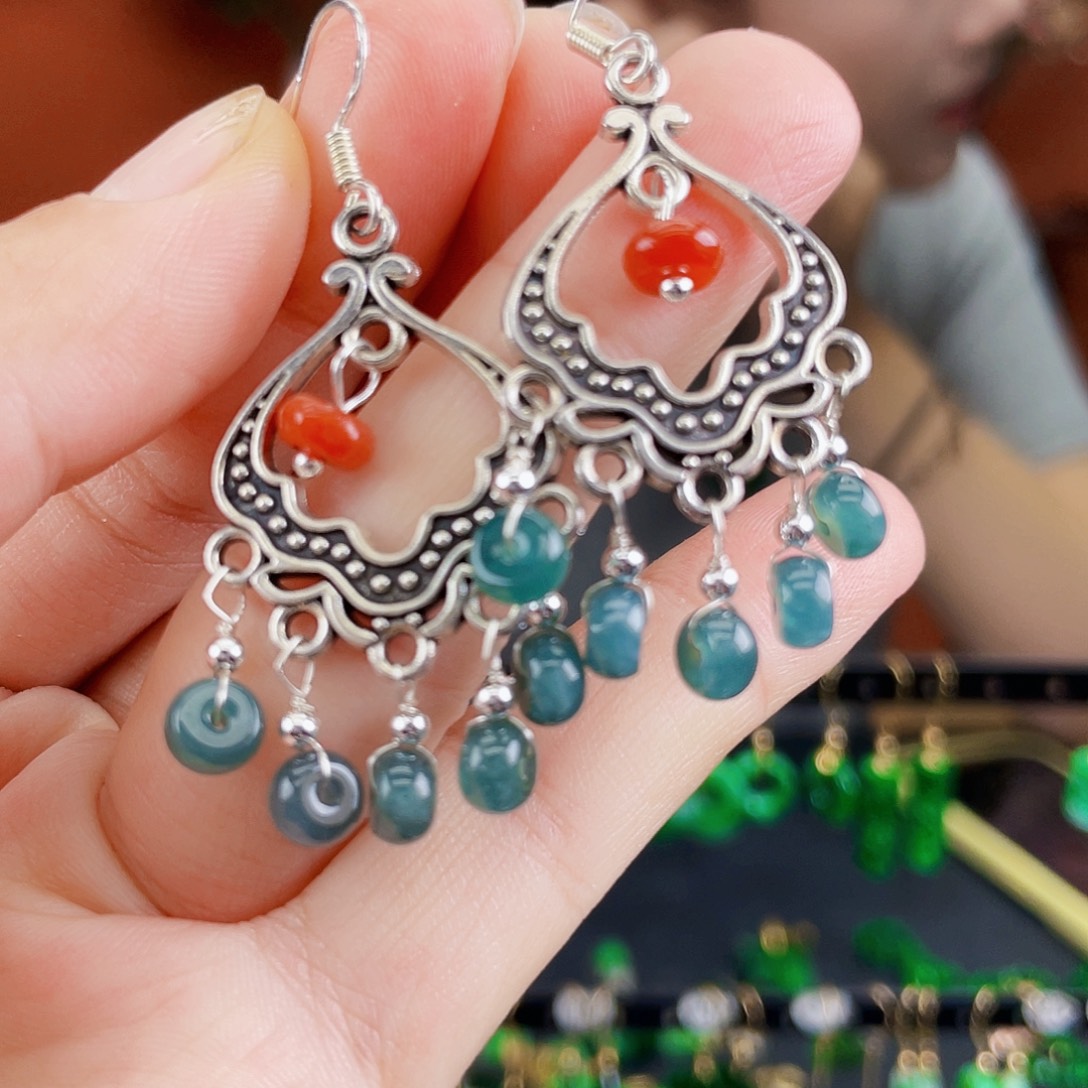 翡翠未镶嵌耳饰饰品