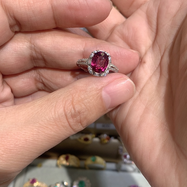 戒指银S925镶嵌石榴石