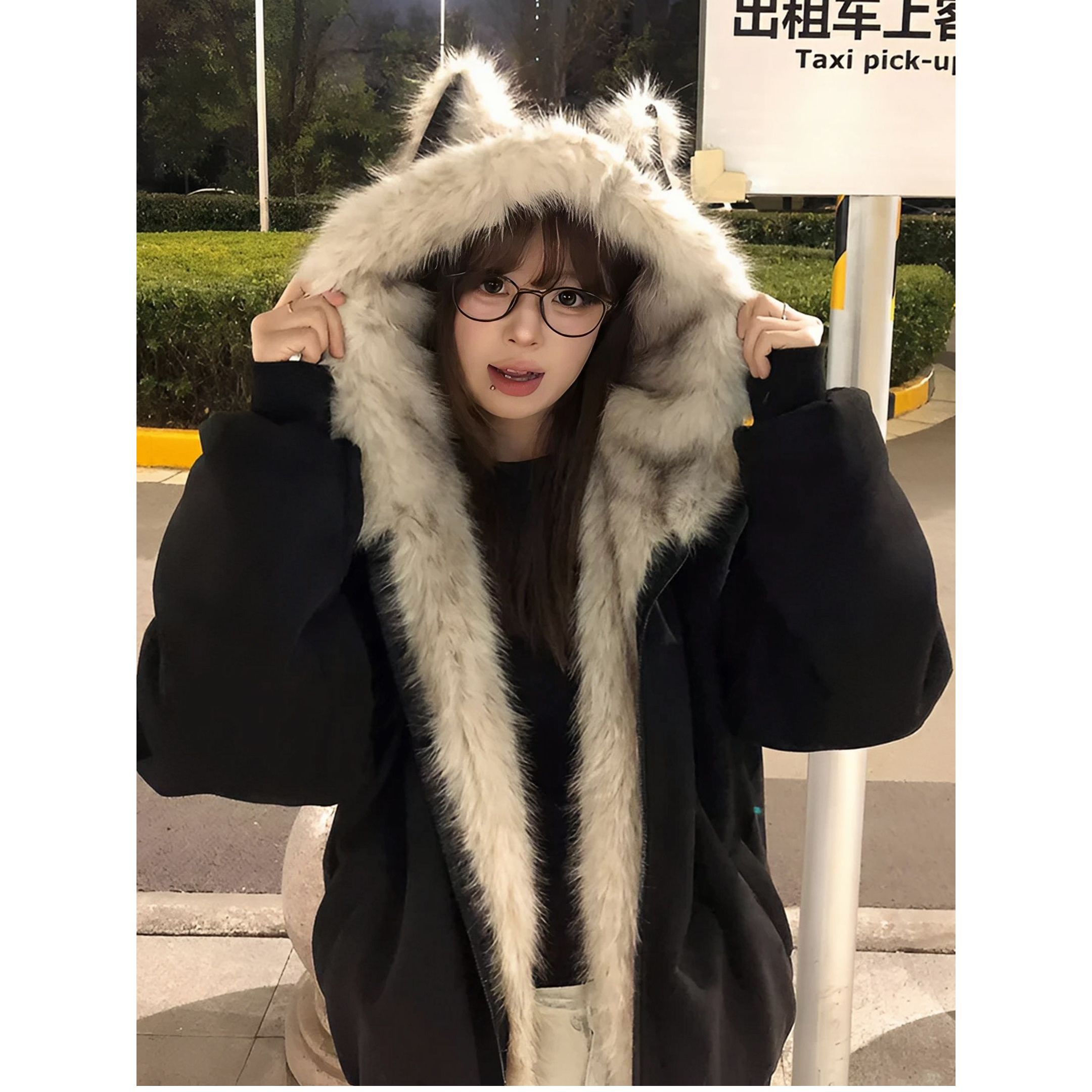 冬季棉衣座山雕毛领棉服男女加厚保暖美式复古宽松夹克高级外套  