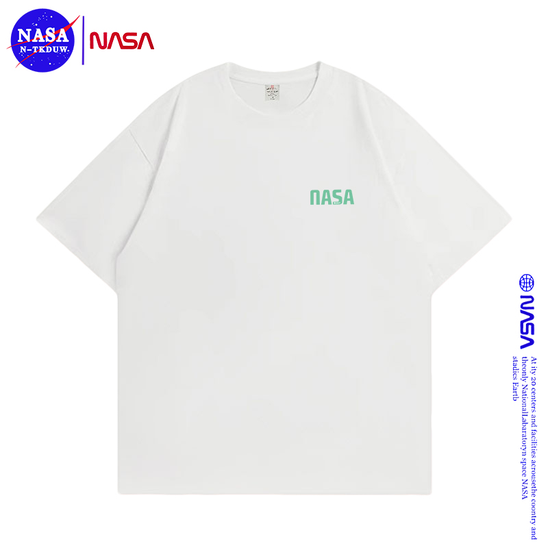 NASA联名款潮牌T恤短袖白色新款时尚修身爆款休闲T恤短袖夏季NASA