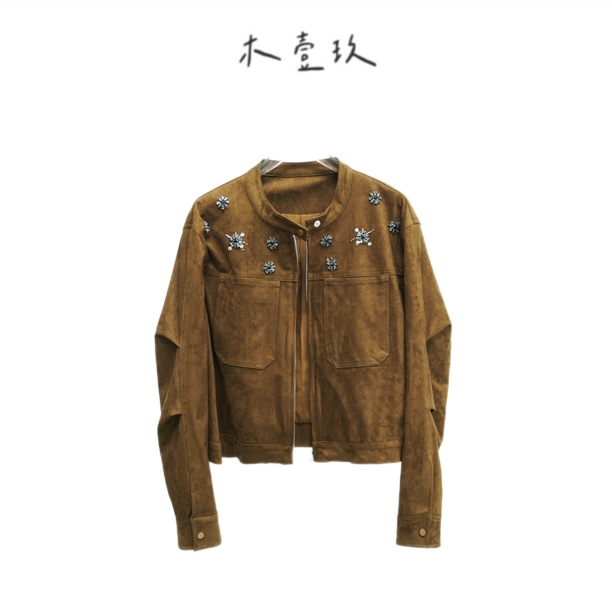 【木壹玖】短款重工钉珠琥珀系美拉德短款外套上衣外套