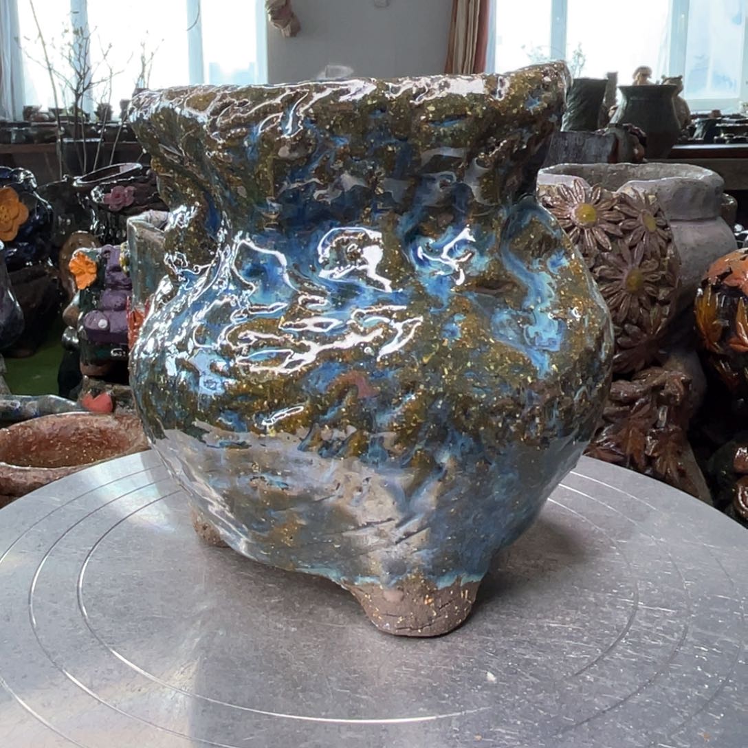 红陶粗砂陶瓷花盆