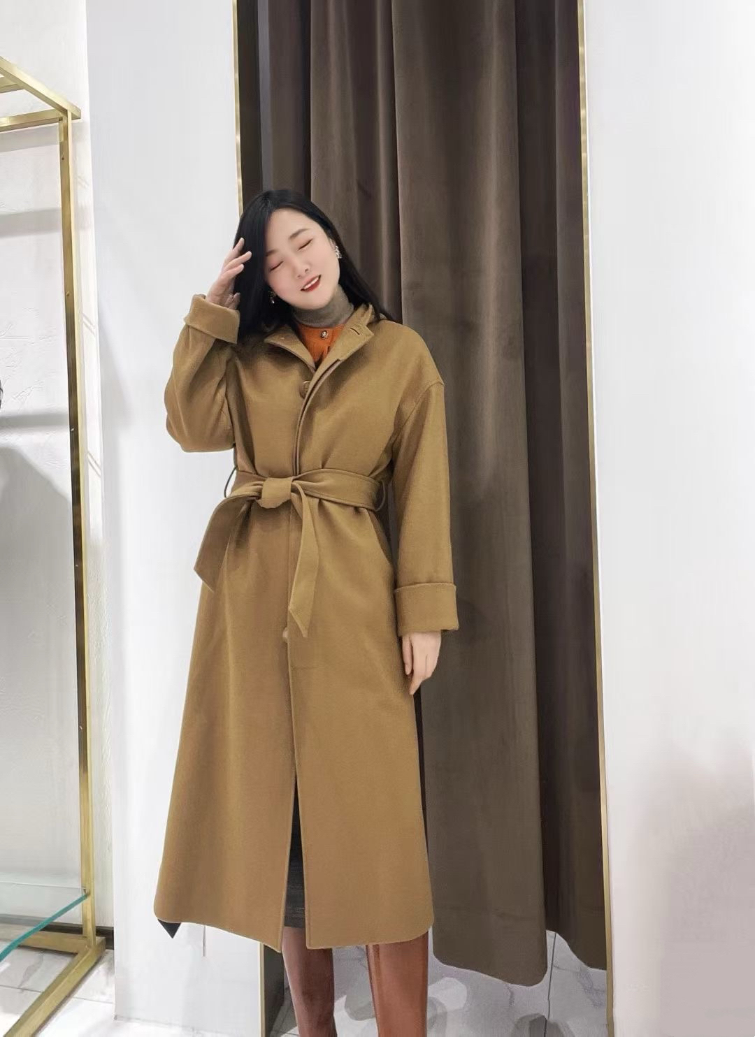 阿家气质廓形保暖时尚高端大衣5400616（不退换）