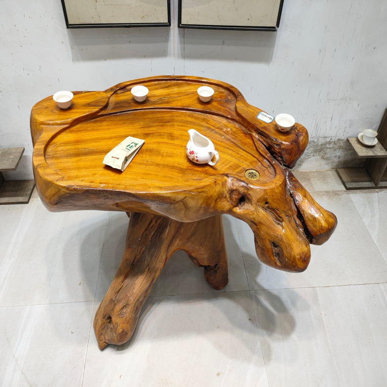 实木根雕茶桌茶几茶台家用阳台院子实用树根木质个性创意小茶桌