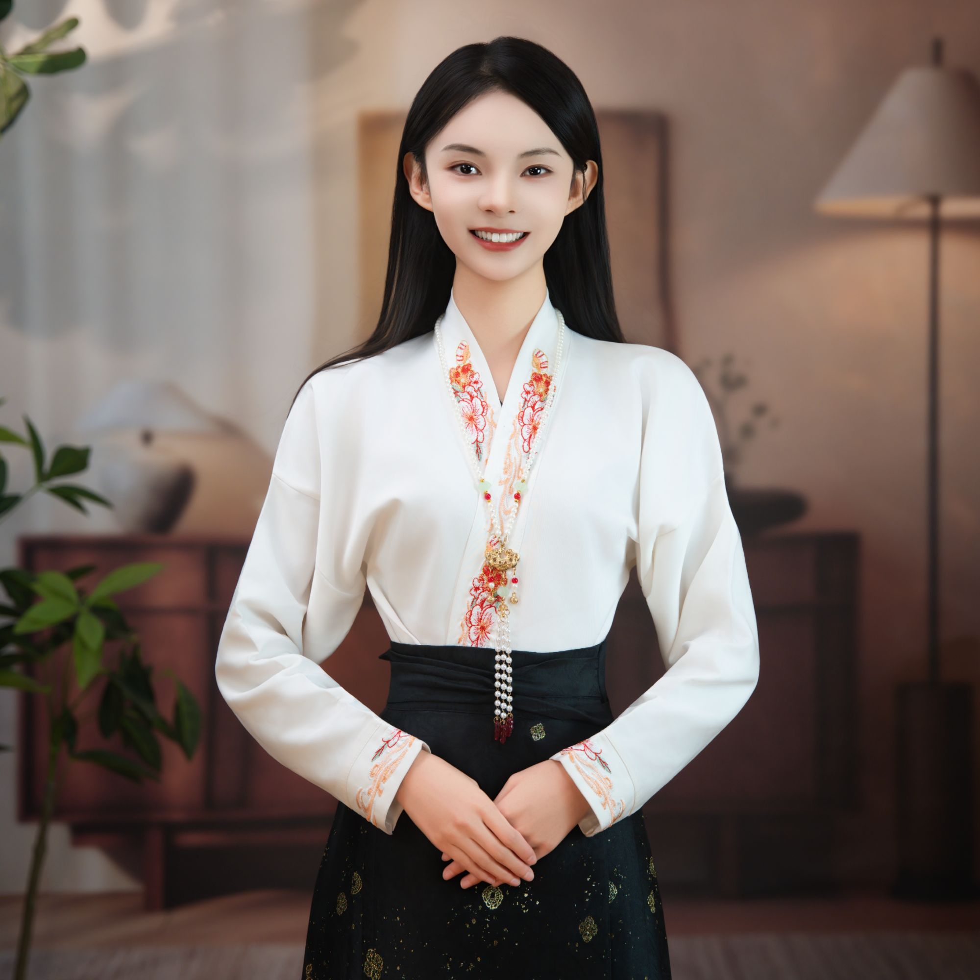 飞机袖衬衫【醉梦瑶】原创汉元素四季刺绣秋冬款中国风交领中式