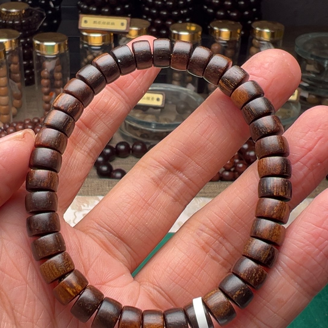 贡木手串/手链药片珠黑油