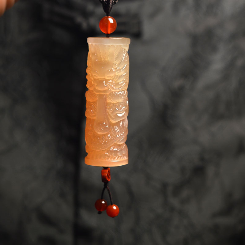 非金属木质吊坠  西藏高山羊角精雕龙柱吊坠毛衣链龙行天下男女