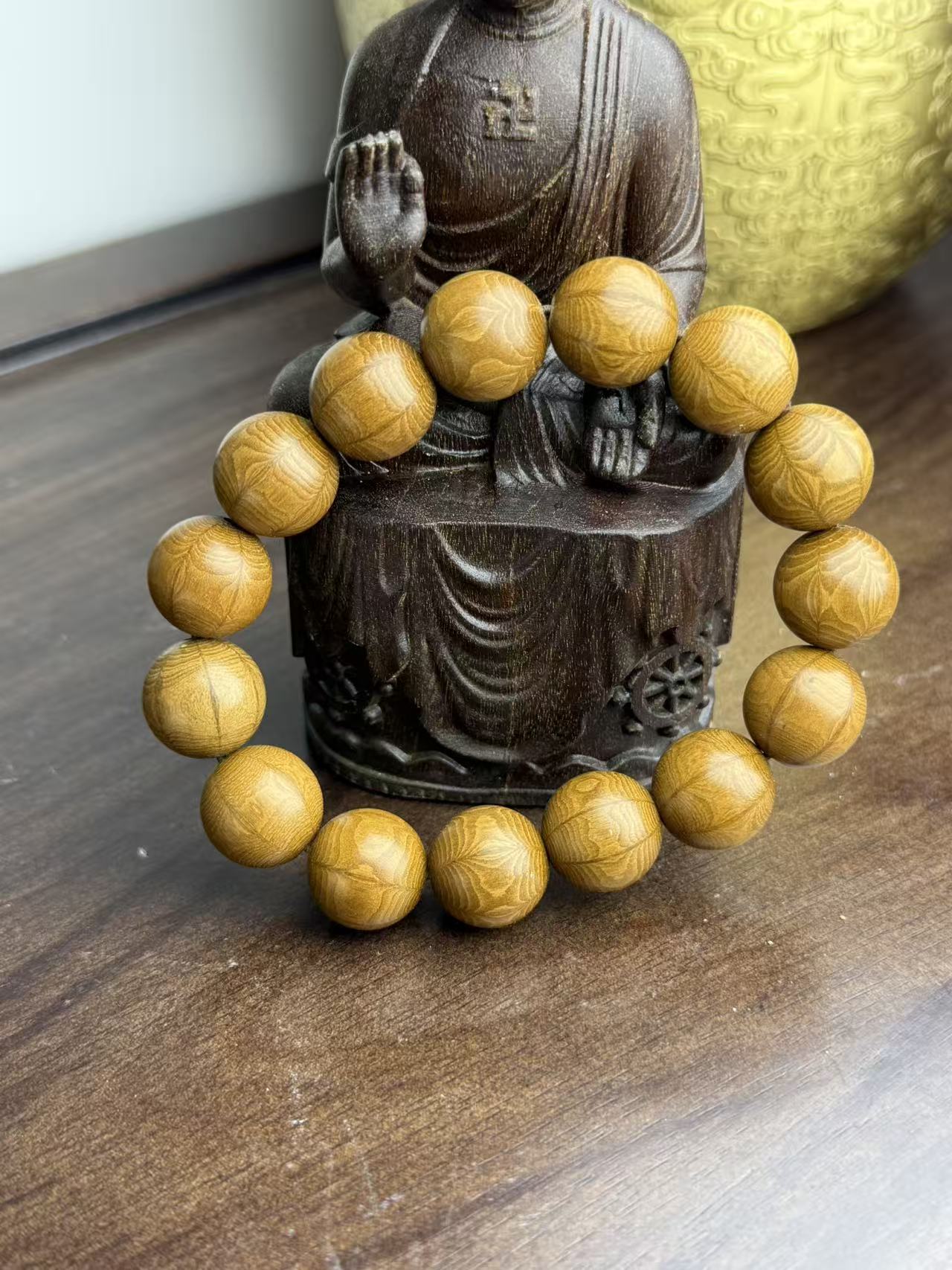 增香沉香木【兴彤】黄ld圆珠单圈手串